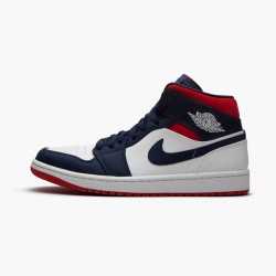 Cheap Air Jordans 1 Mid SE USA White/Midnight Navy/Varsity Red 852542-104