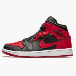 Cheap Air Jordans 1 Mid Banned 2020  Black/University Red/Black Whi 554724-074