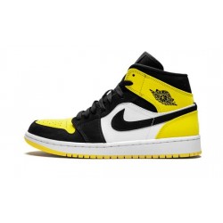 Cheap Air Jordans 1 Mid "Yellow Toe" BLACK/BLACK-TOUR YELLOW Mens 852542 071